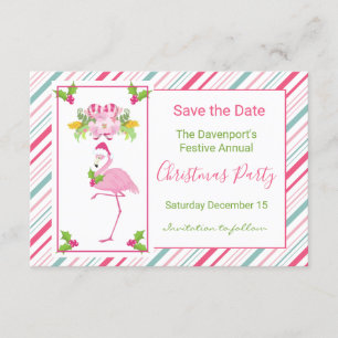Invitación Navidades tropicales rosados de Flamingo salvan la