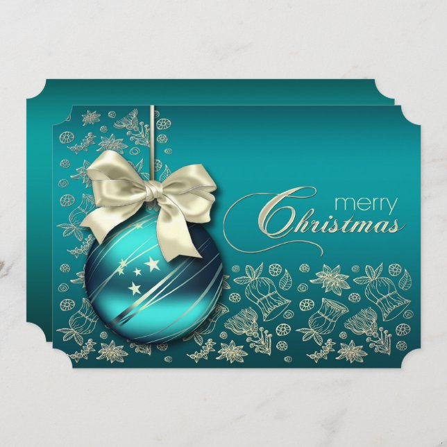 Invitación Navidades turquesa Fiesta Navidades Bauble (Anverso / Reverso)