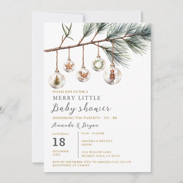 Invitación Navidades Un Pequeño Y Feliz Bauble De Vidrio De B (Anverso)