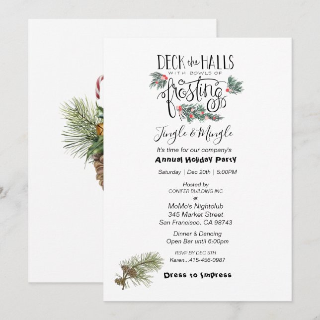 Invitación Navidades Vacaciones Anuales Fiesta de Agujas de P (Anverso / Reverso)