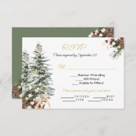 Invitación Navidades vacaciones Boda de Invierno Menú RSVP