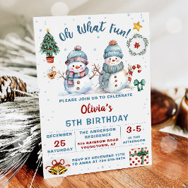 Invitación Navidades Vacaciones de Snowman en quinto cumpleañ