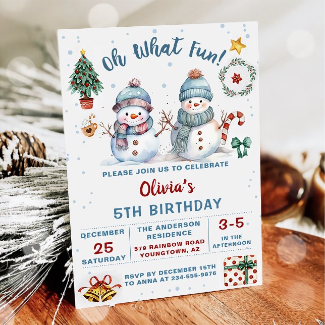 Invitación Navidades Vacaciones de Snowman en quinto cumpleañ (Subido por el creador)