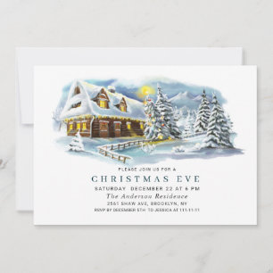 Invitación Navidades VACACIONES DE Watercolor Pine Tree EVE