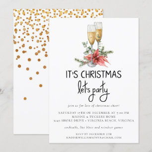 Invitación Navidades Vamos Fiesta Champagne y la vegetación