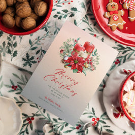 Invitación Navidades Velas y Poinsettia Bouquet