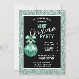 Invitación Navidades Verde azulados decorativos