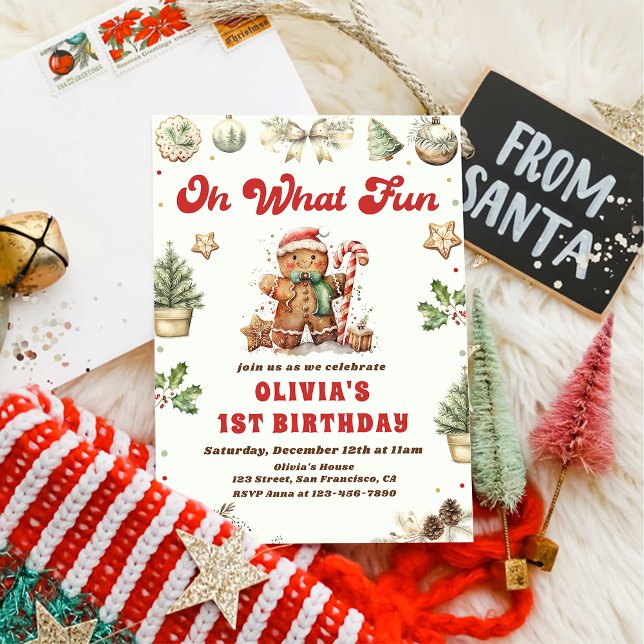 Invitación Navidades verdes Cookie Cumpleaños Fiesta Oh Qué D (Subido por el creador)