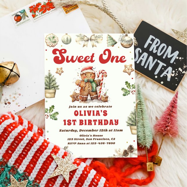 Invitación Navidades verdes Cookie Sweet One First Birthday (Subido por el creador)