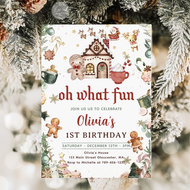 Invitación Navidades verdes de Gingerbread Cookies Cumpleaños (Subido por el creador)