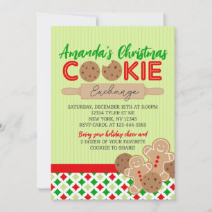 Invitación Navidades verdes Fiesta de intercambio de cookies