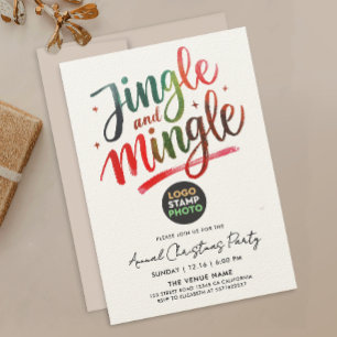 Invitación Navidades verdes rojos divertidos Logo de la compa