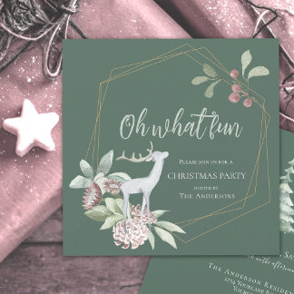 Invitación Navidades verdes rusos Oh qué divertido venado cor
