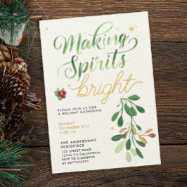 Invitación Navidades verdes simples guión de color de agua de