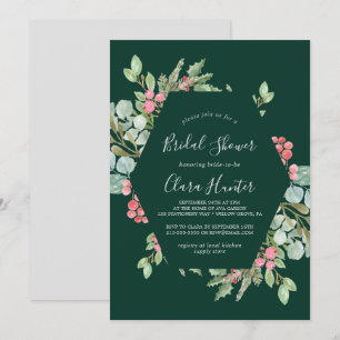 Invitación Navidades Verdor y Ducha Verde Bridal Berry Rojo