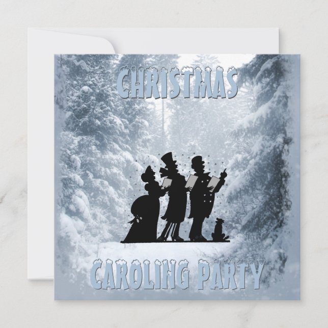 Invitación Navidades victorianos cargando Fiesta Nieve azul (Anverso)