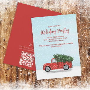 Invitación Navidades Vintage Red Truck Code Map Directions