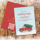 Invitación Navidades Vintage Red Truck Rustic Winter Código Q<br><div class="desc">Este diseño presenta un fiesta de camión rojo vintage de Navidades, copo de nieve de invierno rústico de vacaciones, guión moderno de caligrafía, tipografía caprichosa, ilustracion caprichoso de acuarela, invitaciones para fiestas de Navidades, celebración de amigos familiares, vacaciones de Navidades congregados, diseño rojo y azul verde, árbol de pinos que...</div>