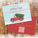 Invitación Navidades Vintage Red Truck Rustic Winter Código Q<br><div class="desc">Este diseño presenta un fiesta de camioneta roja vintage para Navidades, copo de nieve de invierno rústico para vacaciones, guión moderno de caligrafía, tipografía caprichosa, ilustracion caprichoso de acuarela, invitaciones para fiestas de Navidades, celebración de amigos familiares, reunión de invitados para vacaciones para Navidades, diseño rojo y azul verde, árbol...</div>