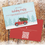 Invitación Navidades Vintage Red Truck Rustic Winter Código Q<br><div class="desc">Este diseño presenta un fiesta de camioneta roja vintage para Navidades, copo de nieve de invierno rústico para vacaciones, guión moderno de caligrafía, tipografía caprichosa, ilustracion caprichoso de acuarela, invitaciones para fiestas de Navidades, celebración de amigos familiares, reunión de invitados para vacaciones para Navidades, diseño rojo y azul verde, árbol...</div>