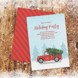 Invitación Navidades vintage Red Truck Rustic Winter Fiesta