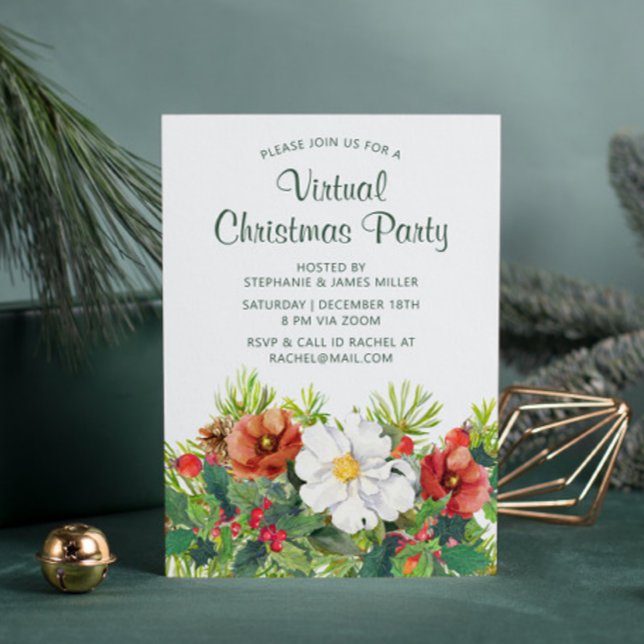 Invitación Navidades virtuales Fiesta floral de invierno en l (Subido por el creador)