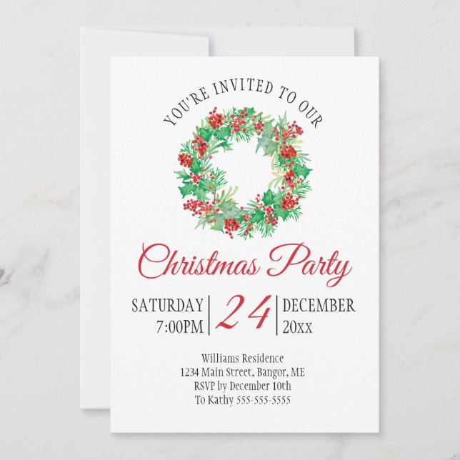 Invitación Navidades vociferaron fiesta de Día de Festividad  (Anverso)