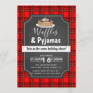 Invitación Navidades waffles y fiesta de brunch de pijamas