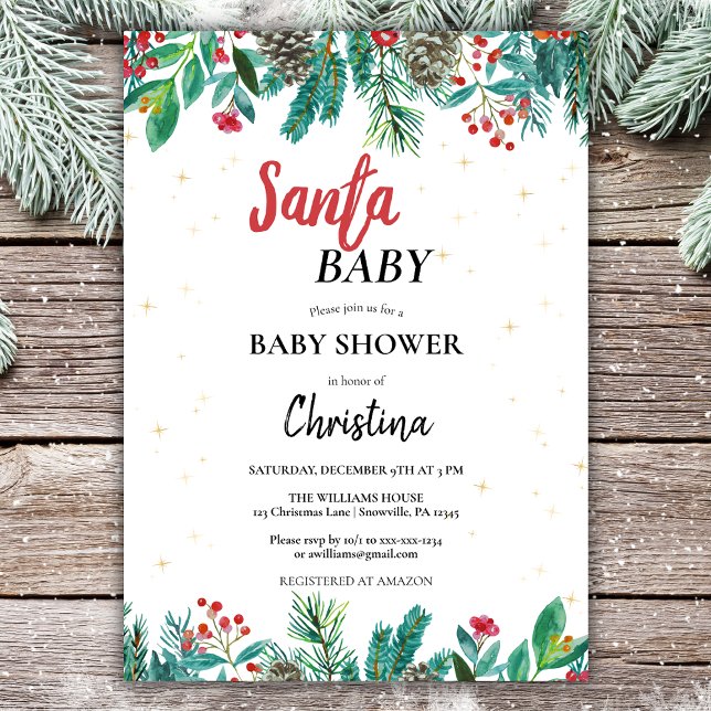 Invitación Navidades Watercolor Baby Shower (Subido por el creador)