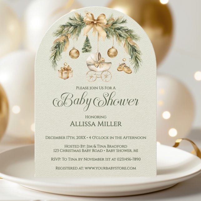 Invitación Navidades Watercolor Greenery Winter Baby Shower (Subido por el creador)