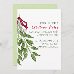Invitación Navidades Whimsical Cute Mistletoe acuarela