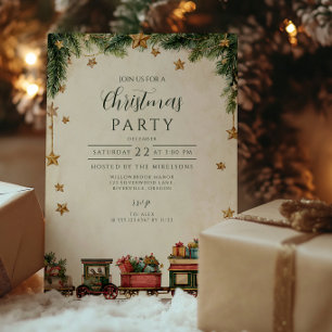 Invitación Navidades Whimsical Toy Express