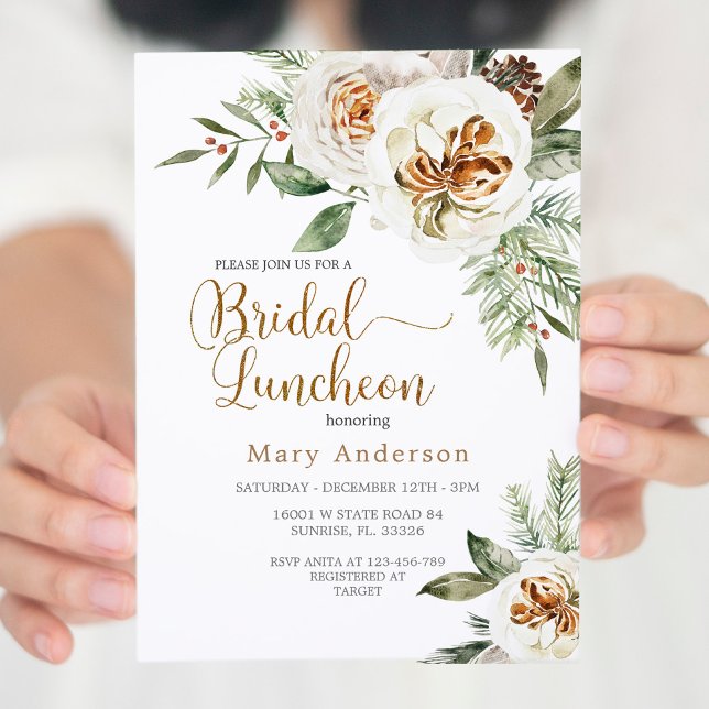 Invitación Navidades White Floral Bridal Luncheon (Subido por el creador)