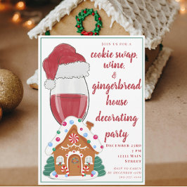 Invitación Navidades Wine Moms Cooki e Swap Gingerbread House