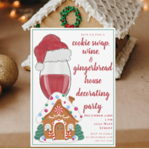 Invitación Navidades Wine Moms Cooki e Swap Gingerbread House