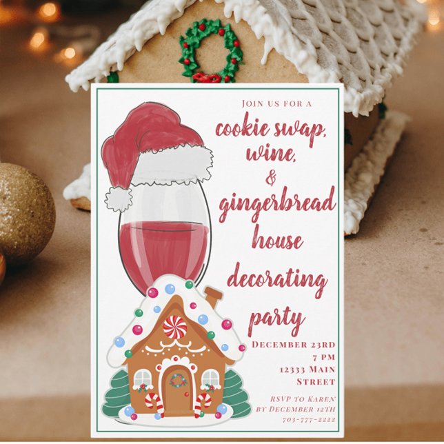 Invitación Navidades Wine Moms Cooki e Swap Gingerbread House (Subido por el creador)