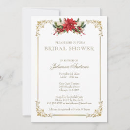 Invitación Navidades Winter Bridal Shower Poinsettias