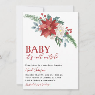 Invitación Navidades Winter Floral Baby Shower