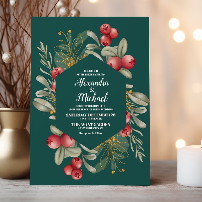 Invitación Navidades Winter Holly Berry Boda (Subido por el creador)
