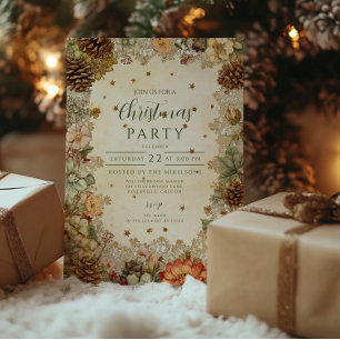 Invitación Navidades Winter Pine Elegance