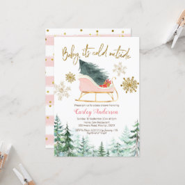 Invitación Navidades Winter Sleigh bebé hace frío afuera