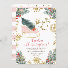 Invitación Navidades Winter Sleigh Oh Qué Divertido Primer Cu