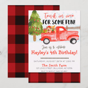 Invitación Navidades Winter Vintage Farm Truck Cumpleaños