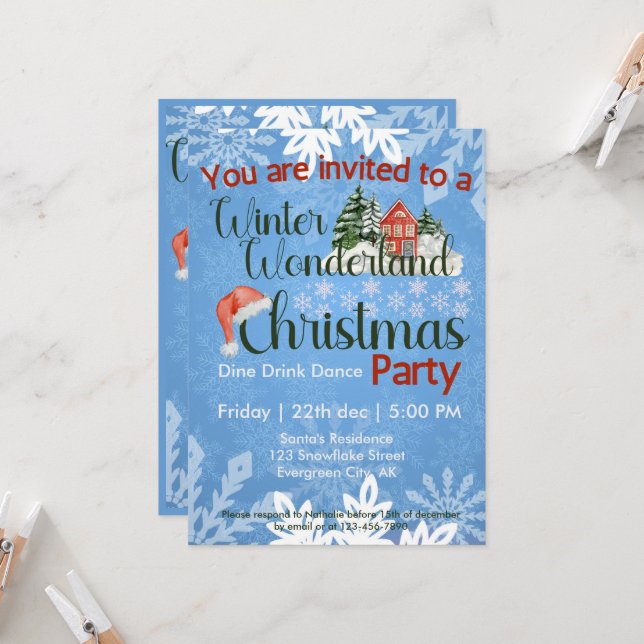 Invitación Navidades Winter Wonderland Fiesta corporativo (Anverso/Reverso In Situ)