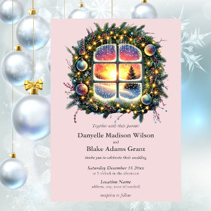 Invitación Navidades Winter Wonderland Rosy Pink