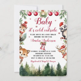 Invitación Navidades Winter Woodland Animals Baby Shower