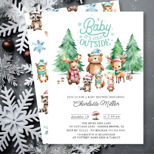 Invitación Navidades Winter Woodland Animals Baby Shower