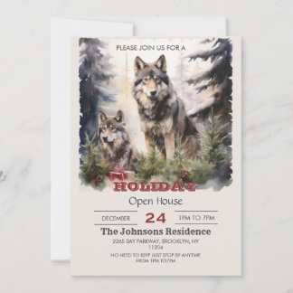 Invitación Navidades Wolf Watercolor