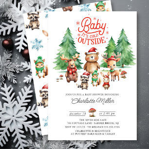 Invitación Navidades Woodland Animals Baby Shower