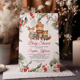 Invitación Navidades Woodland Animals Baby Shower